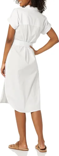 Vista 2 de Tienda Essentials Vestido camisero de manga corta con botones frontales y cinturón para mujer