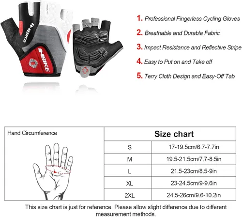 Vista 9 de Inbike - Guantes de ciclismo para hombre, 5 mm 0.19 pulgadas, almohadilla de gel absorbente de golpes, antideslizantes, transpirables