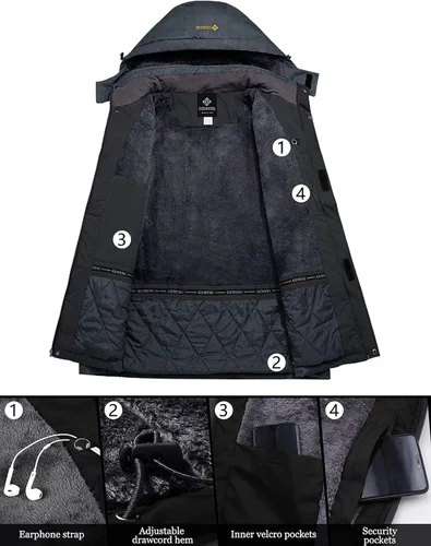 Vista 3 de GEMYSE chaqueta de esquí para hombre, impermeable, rompevientos, para la nieve
