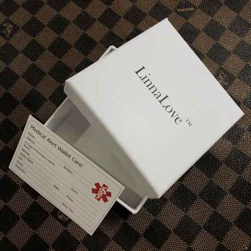 Vista 43 de LinnaLove - Pulsera de identificación de alerta médica con cadena Rolo simple pregrabada para mujer