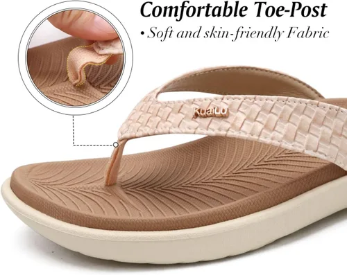 Vista 5 de KuaiLu - Sandalias para mujer, cómodas, buenas para fascitis plantar, buen soporte del arco, estilo pata de gallo, para interior o exterior en verano