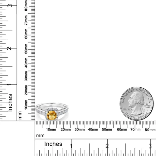 Vista 103 de Gem Stone King Anillo de compromiso de plata de ley 925 de 0.236 in con piedra natal y zafiro blanco creado con acento Anillo de compromiso