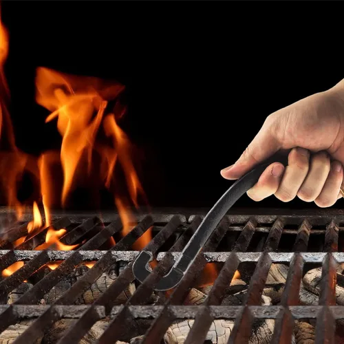 Vista 2 de AJinTeby Elevador de parrilla de hierro fundido universal para la mayoría de las parrillas de carbón, gas, compatible con parrillas BGE, se adapta a