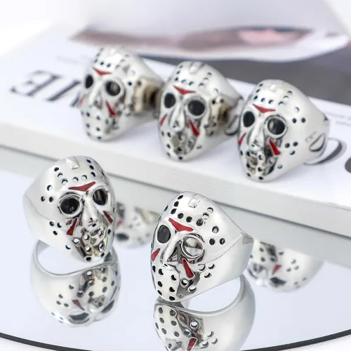 Vista 3 de Jason Mask Ring Stainless Steel Rings for Women Mens Jason Ring Perfect Gifts for Halloween,Size 7-13,Fashion Punk Rings Jewelry Decorations