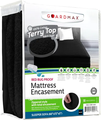 Vista 26 de Guardmax Funda de colchón individual con cremallera, protector de colchón 100% impermeable, suave y absorbente de algodón de rizo superior