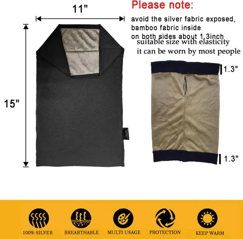 Vista 6 de VAJOOCLL Faraday Gaiter Shields 5G, 4G, Cellular, WiFi, Bluetooth, Faraday Scarf Effective Shielding Fluctuation Efficiency 99.99% Scarf Protect