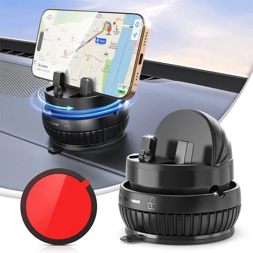Vista 8 de pop-tech Soporte para teléfono con ventosa de automóvil: rotación de 360° y ajustable en 30°: soporte para teléfono celular con ventosa al vacío