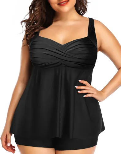 Vista 4 de Aqua Eve Top tankini Plus para mujer, solo traje de baño, traje de baño fluido