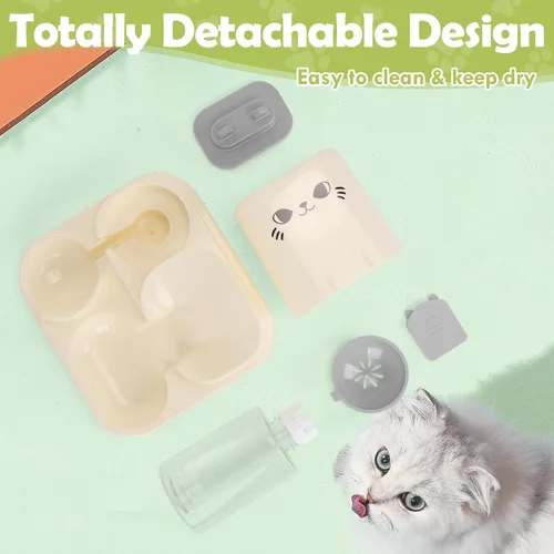 Vista 5 de Alimentador automático para mascotas de 1.6 L y dispensador de agua de 0.6 L, dispensador automático de alimentos y agua para gatos, alimentador por