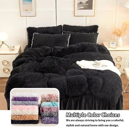 Vista 6 de LIFEREVO Paquete de 2 fundas de almohada de piel sintética, serie de lujo decorativa para el hogar de felpa peluda, funda de almohada peluda súper