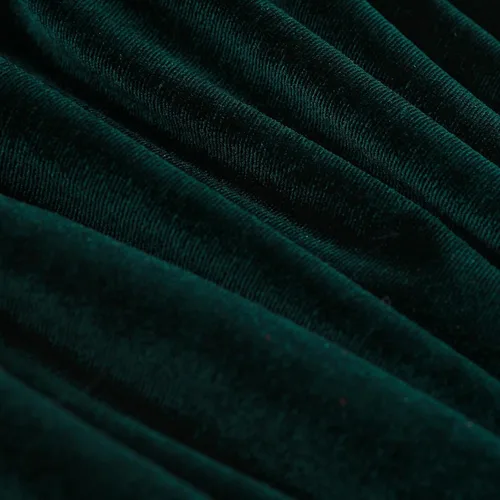 Vista 6 de YIISU Vestido de mameluco de terciopelo para niña, vestido de Navidad fruncido, para cumpleaños, ropa para niñas