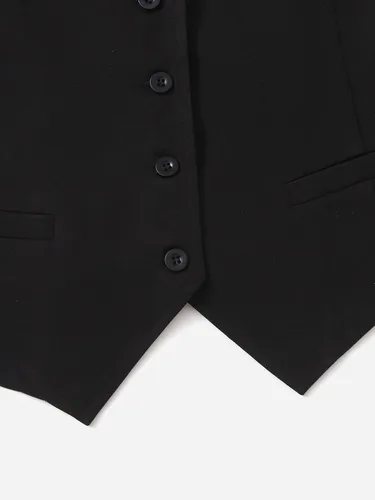 Vista 5 de Milumia Chaleco casual con botones y cuello en V para mujer, sin mangas