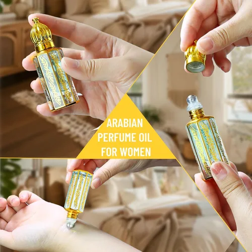 Vista 2 de MR.A Paquete de 3 perfumes árabes para mujer, aceite de perfume árabe de larga duración, aceite de perfume árabe de lujo, perfume árabe suave