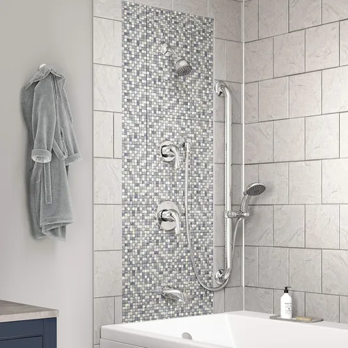 Vista 2 de Symmons 9606-PLR-1.5-TRM Origins - Bañera de 2 manijas y 1 regadera con 1 rociador de ducha de mano en cromo pulido (válvulas no incluidas)