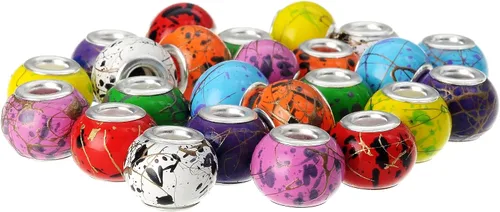 Vista 2 de RUBYCA 30 cuentas de cristal de Murano abstracto a granel para pulseras europeas para hacer joyas de bricolaje