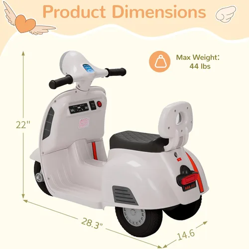 Vista 5 de TLSUNNY - Mini motocicleta eléctrica para niños, accionada por potencia, 3 ruedas