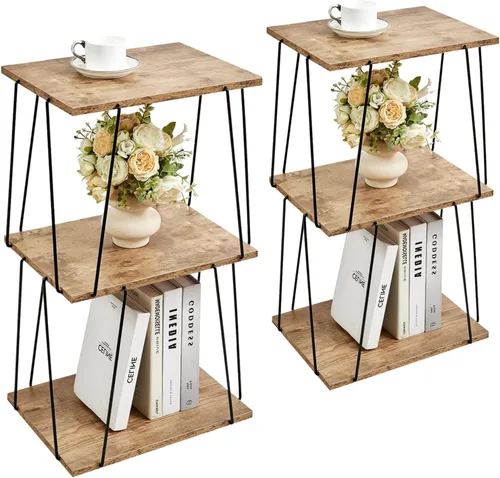Vista 7 de KJGKK Mesa auxiliar alta, mesa auxiliar pequeña, mesa decorativa de 29 pulgadas de alto, mesita de noche para sala de estar, dormitorio y oficina