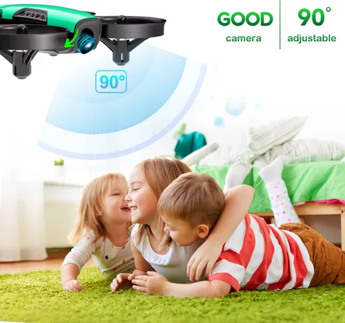 Vista 6 de Loolinn Dron para niños de 8 años o más, regalo con cámara, mini dron, cuadricóptero con control remoto con cámara ajustable de 90°, seguro