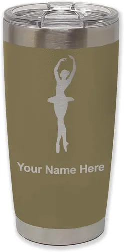 Vista 35 de LaserGram Vaso aislado al vacío de 20 onzas, bailarina de ballet, grabado personalizado incluido (negro)