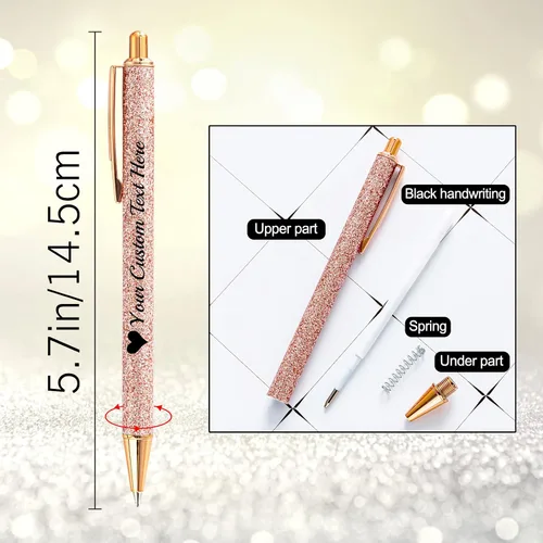 Vista 3 de Bolígrafos personalizados con purpurina con nombre a granel, 10 unidades, bolígrafos personalizados con punta de lápiz digital para mujeres y niñas