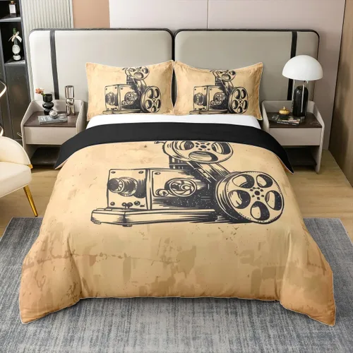Vista 34 de Homewish Theater Cinema Poster 100% Cotton Duvet Cover Twin Size,Retro Movie Bedding Set 2Pcs for Kids Girls Boys Room Decor,Popcorn Comforter Cover