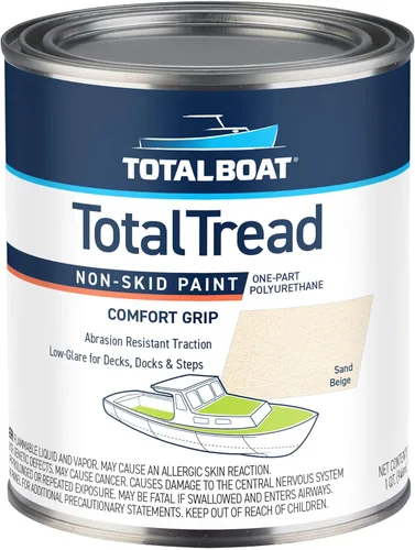 Vista 14 de TotalBoat TotalTread - Pintura antideslizante para cubierta, revestimiento de tracción antideslizante de grado marino para barcos, madera, fibra