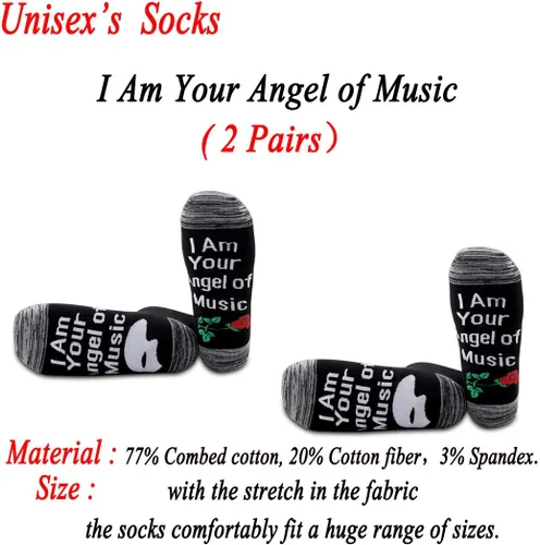 Vista 2 de JXGZSO 2 pares de calcetines de regalo para fanáticos musicales "I Am Your Angel of Music