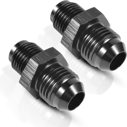 Vista 3 de Adaptador de ajuste de rosca con estriado invertido 6AN macho a 1/2 x 20 Aluminio negro recto Paquete de 2 PFCKE