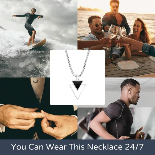 Vista 14 de Galis Collar para hombre, collar de cadena de plata de acero inoxidable de alta calidad para hombres, no se deslustra, cadenas para hombres