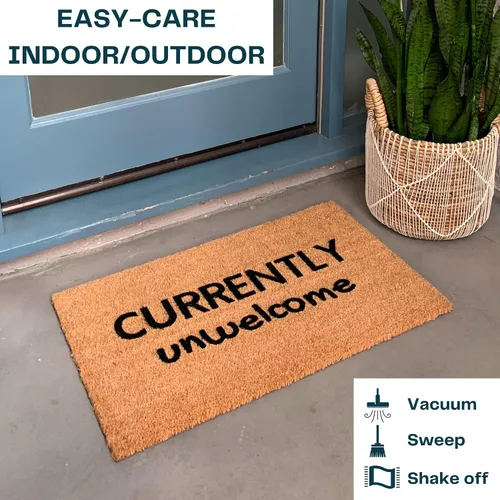 Vista 2 de NICKEL DESIGNS Currently Unwelcome Outdoor Doormat, 18 x 30 Inch, Heavy Duty Natural Coir Fibers, UV and Weather Resistant, Modern Porch Decor