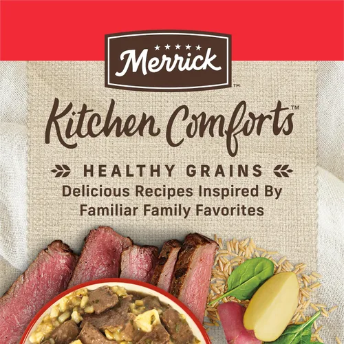 Vista 5 de Merrick - Kitchen Comforts - Comida húmeda para perros: salsa, trozos de carne de res, guisado de carne con arroz y arroz integral, con granos, (12)