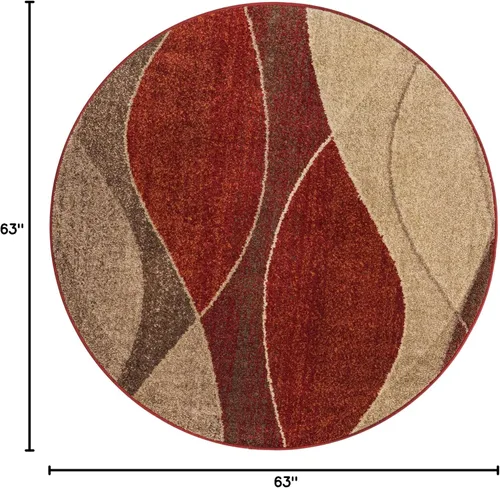 Vista 2 de Unique Loom Colección Otoño Alfombra de Área - Plantation (5' 3" Redonda, Multicolor/Beige)