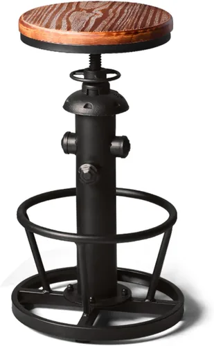 Vista 9 de LOKKHAN American Antique Steampunk Deco Taburete de bar industrial vintage retro elegante diseño de boca de incendios ajustable giratorio
