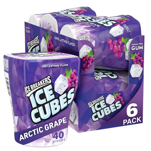 Vista 5 de ICE BREAKERS Ice Cubes - Botellas de goma de mascar sin azúcar y uva ártica sin azúcar (6 unidades, 40 piezas)