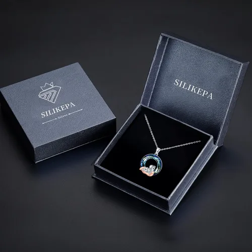 Vista 7 de Collar con colgante de girasol búho caballo atrapasueños rana diosa ángel guardián sirena jirafa plata de ley S925 con cristal You Are My Sunshine
