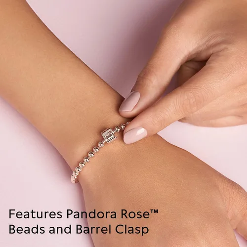 Vista 5 de PANDORA Pulsera de cuentas de joyería y circonita cúbica en rosa Metal