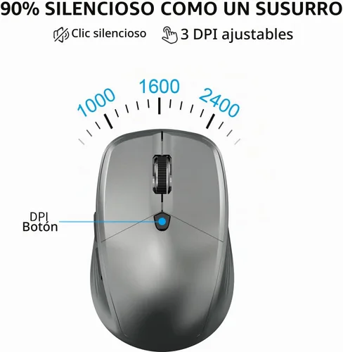 Vista 6 de Teclado y mouse inalámbricos, teclado compacto ultrafino de tamaño completo con teclado numérico, botón de calculadora, receptor USB, DPI ajustable