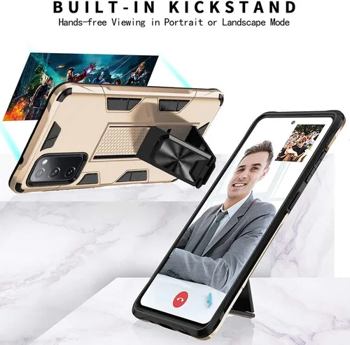 Vista 2 de Funda Samsung Galaxy S20 FE para Galaxy S20 FE 5G de grado militar con función atril integrada con soporte, resistente a prueba de golpes, funda