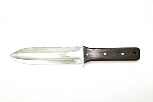 Vista 5 de Hori Hori - Cuchillo japonés de jardinería prémium - Cuchillos de jardín de espiga completa con funda de cuero