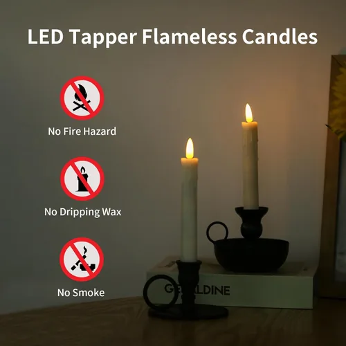 Vista 6 de YBU Velas cónicas sin llama con control remoto de 7 pulgadas, velas LED con temporizador de luz parpadeante, atenuador, velas de ventana a