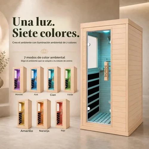 Vista 4 de Sala de sauna de infrarrojo lejano de 1350W para el hogar, sauna de madera canadiense de Hemlock de calentamiento rápido bajo EMF, luz de sauna que