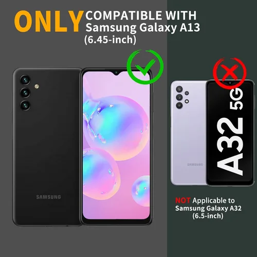 Vista 2 de Funda para Samsung Galaxy A13 5G / 4G, protección de grado militar a prueba de golpes con protector de pantalla HD de vidrio templado y soporte Verde