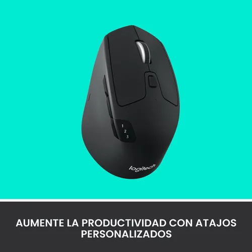 Vista 3 de Logitech M720 - Ratón inalámbrico de triatlón, Bluetooth, receptor unificador USB, 1000 DPI, 6 botones programables, batería de 2 años, compatible