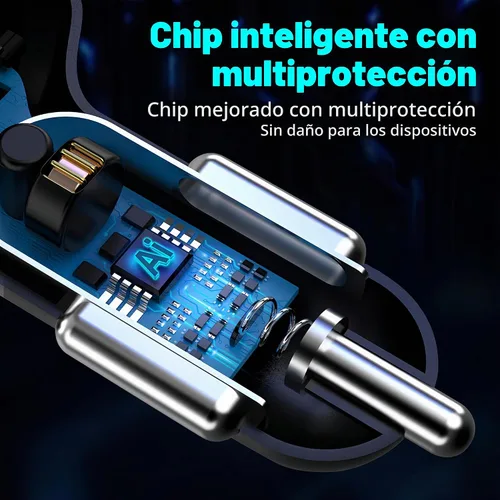Vista 4 de Cargador de coche USB C de 4 puertos, adaptador de cargador USB con voltímetro PD 3.0 y QC 3.0 de carga rápida para iPhone 17/16/15, Samsung Galaxy