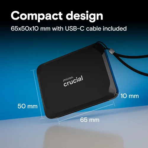Vista 6 de Crucial X9 SSD portátil de 1 TB, hasta 1050 MB/s, USB 3.2 USB-C, unidad externa de estado sólido, compatible con Windows, Mac y Android