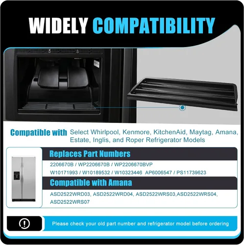 Vista 2 de 2206670B Rejilla de rebosadero para dispensador Compatible con refrigerador Whirlpool Kenmore WP2206670B AP6006547 W10171993 PS11739623 W10189532