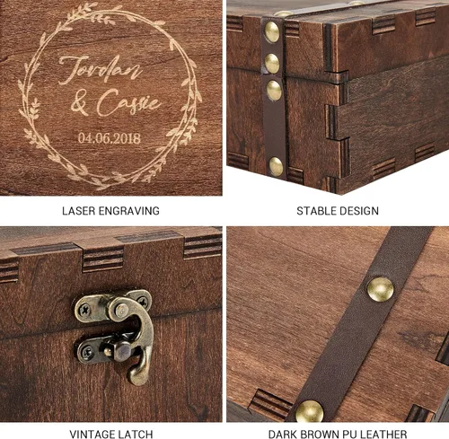 Vista 3 de AW BRIDAL Caja de recuerdo personalizada regalos del día de San Valentín para esposa caja de memoria de madera para baratijas fotos joyería regalos