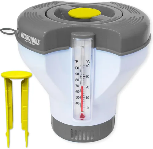 Vista 10 de HYDROTOOLS BY SWIMLINE: Dispensador químico mini para piscina y spa, compatible con bromo y cloro, admite tabletas de 1 pulgada, anillo de control