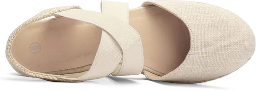 Vista 8 de mysoft Women's Closed Toe Crisscross Elastic Ankle Strap Platform Espadrille Wedge Sandals