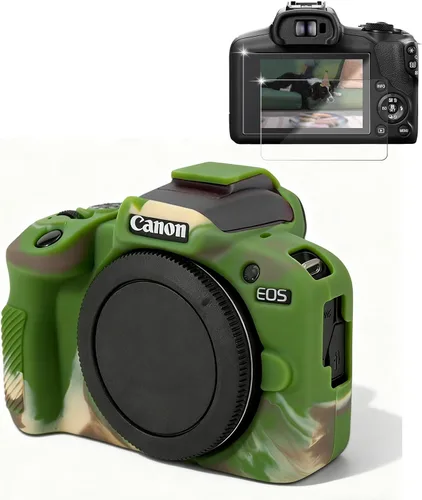 Vista 7 de Funda para cámara Canon EOS R100, funda protectora de silicona suave, antiarañazos, funda delgada con protector de pantalla, accesorios para Canon